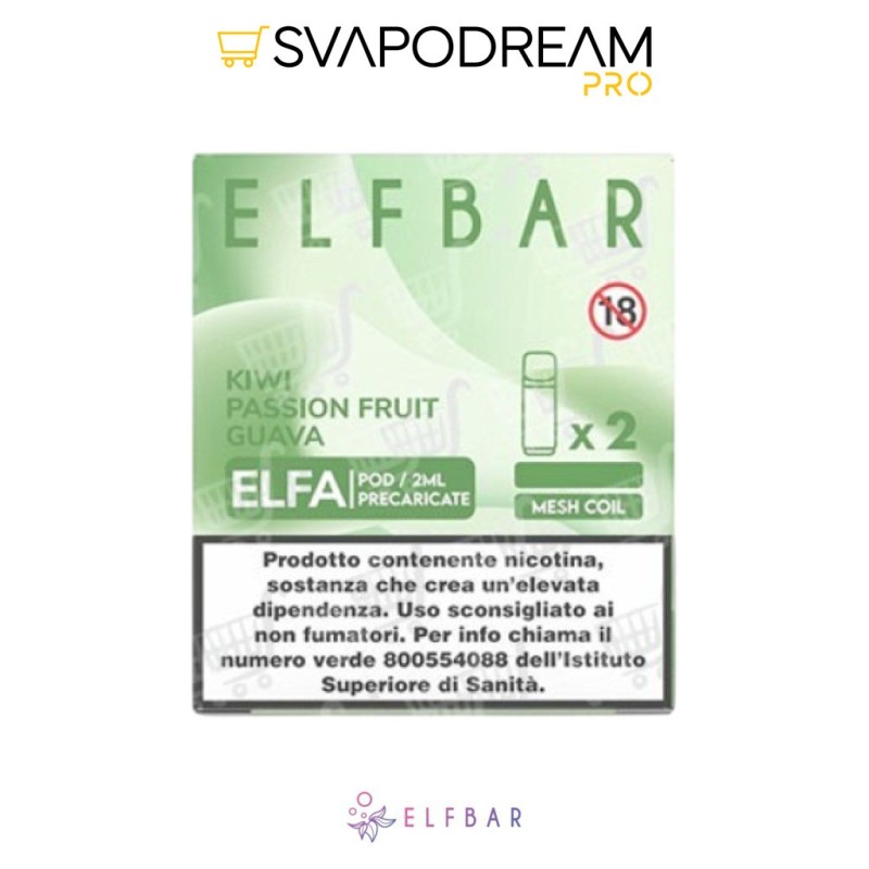 ELFBAR ELFA - Cartuccia Pod Precaricata KIWI PASSION FRUIT GUAVA