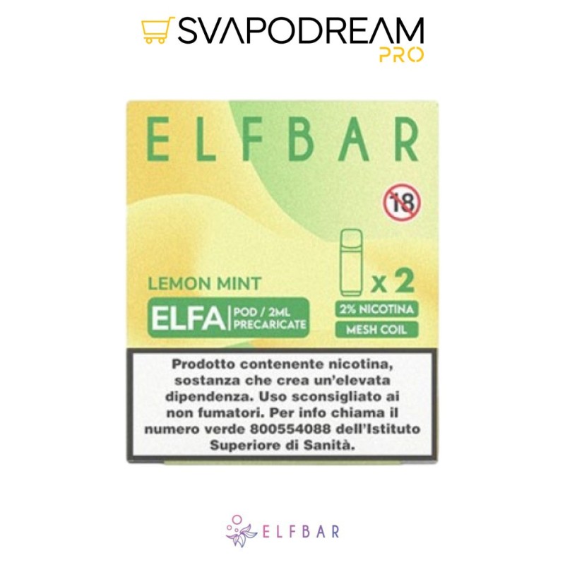 ELFBAR ELFA - Cartuccia Pod Precaricata LEMON MINT 2pz