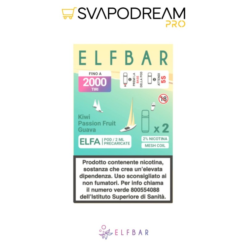 Elfbar Elfa Pod Kiwi Passion Fruit Guava | Svapodream PRO