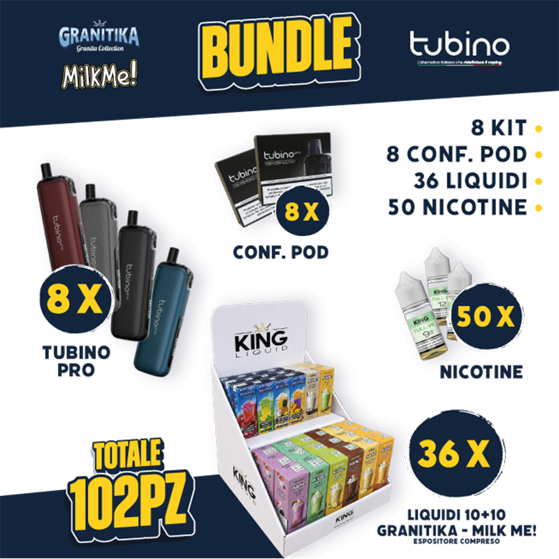 BUNDLE - Tubino Pro + Pod + Liquidi 10+10 Milk Me/Granitika + Nicotine