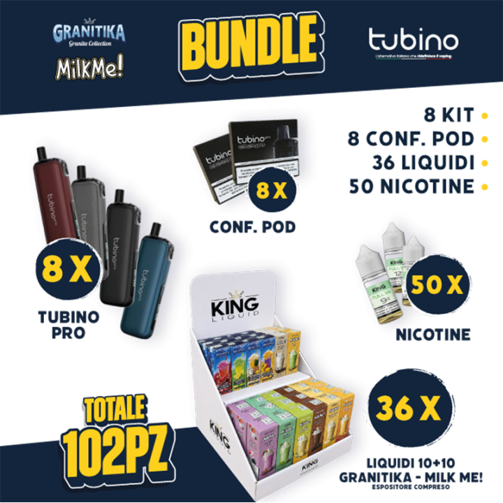 BUNDLE - Tubino Pro + Pod + Liquidi 10+10 Milk Me/Granitika + Nicotine
