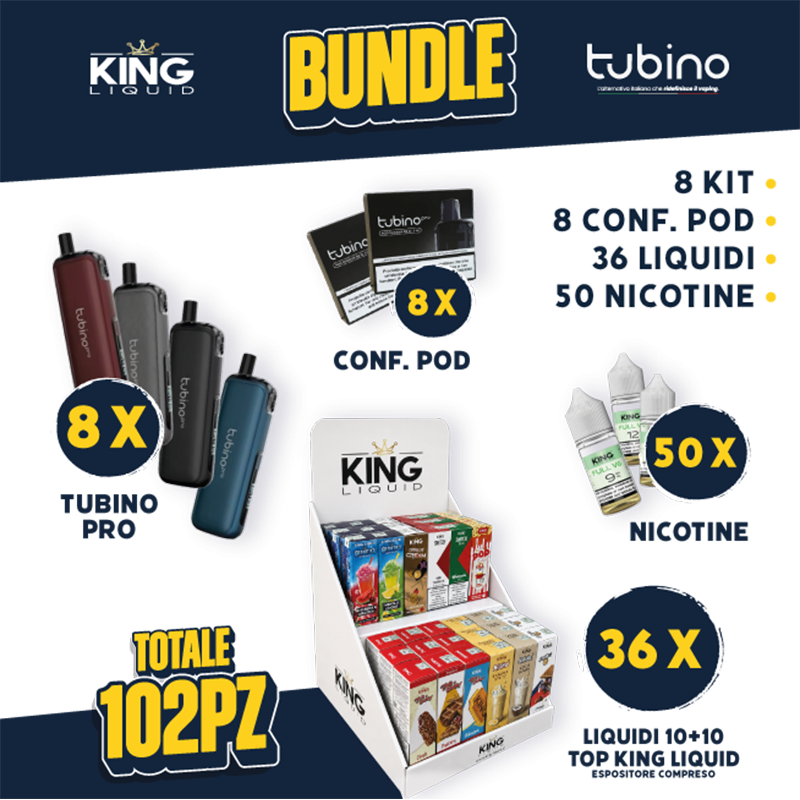 BUNDLE - Tubino Pro + Pod + Liquidi 10+10 Top King Liquid + Nicotine