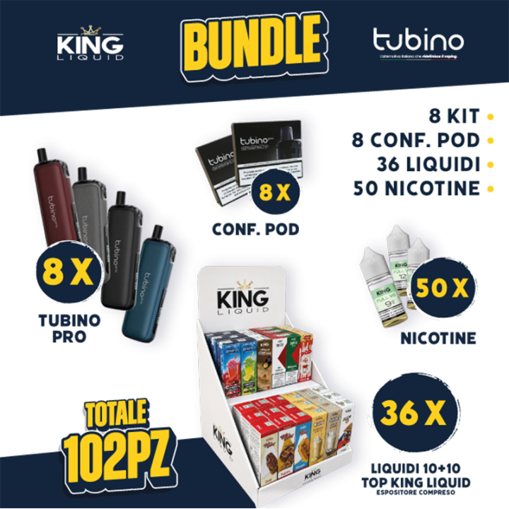 BUNDLE - Tubino Pro + Pod + Liquidi 10+10 Top King Liquid + Nicotine