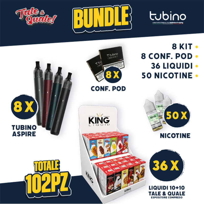 BUNDLE - Tubino Aspire + Pod + Liquidi 10+10 Tale & Quale + Nicotine