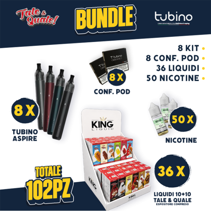 BUNDLE - Tubino Aspire + Pod + Liquidi 10+10 Tale & Quale + Nicotine