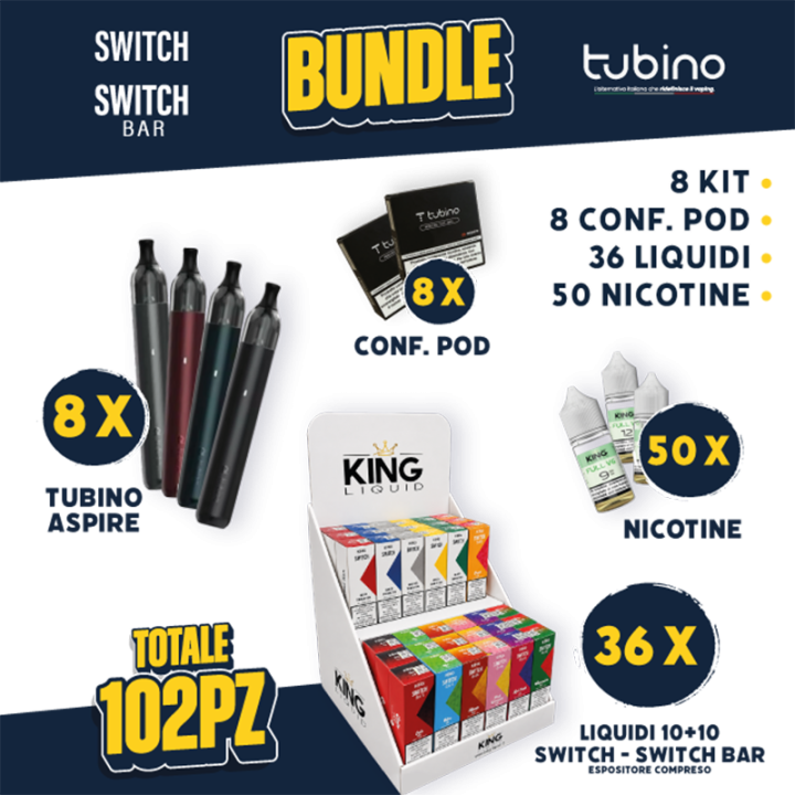 BUNDLE - Tubino Aspire + Pod + Liquidi 10+10 Switch/Switch Bar + Nicotine