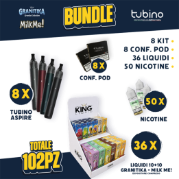 BUNDLE - Tubino Aspire + Pod + Liquidi 10+10 Milk Me/Granitika + Nicotine