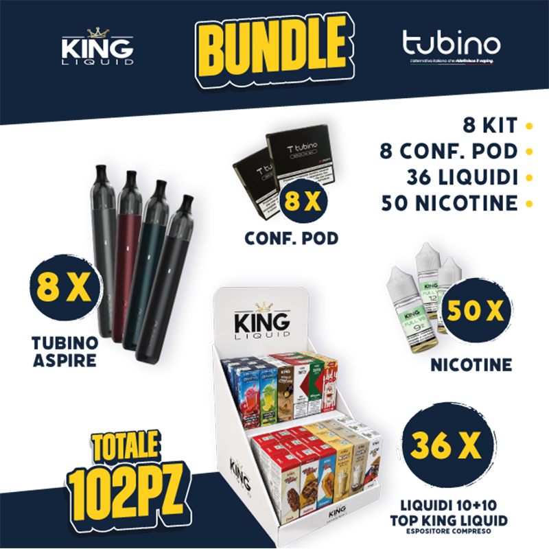 BUNDLE - Tubino Aspire + Pod + Liquidi 10+10 Top King Liquid + Nicotine