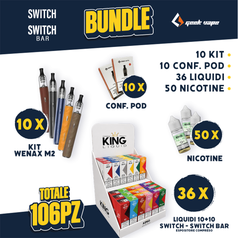 BUNDLE - Wenax M2 + Pod + Liquidi 10+10 Switch/Switch Bar + Nicotine