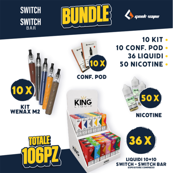 BUNDLE - Wenax M2 + Pod + Liquidi 10+10 Switch/Switch Bar + Nicotine