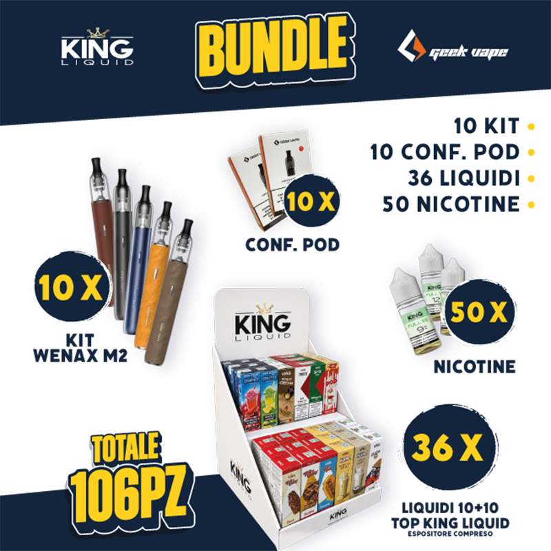 BUNDLE - Wenax M2 + Pod + Liquidi 10+10 Top King Liquid + Nicotine