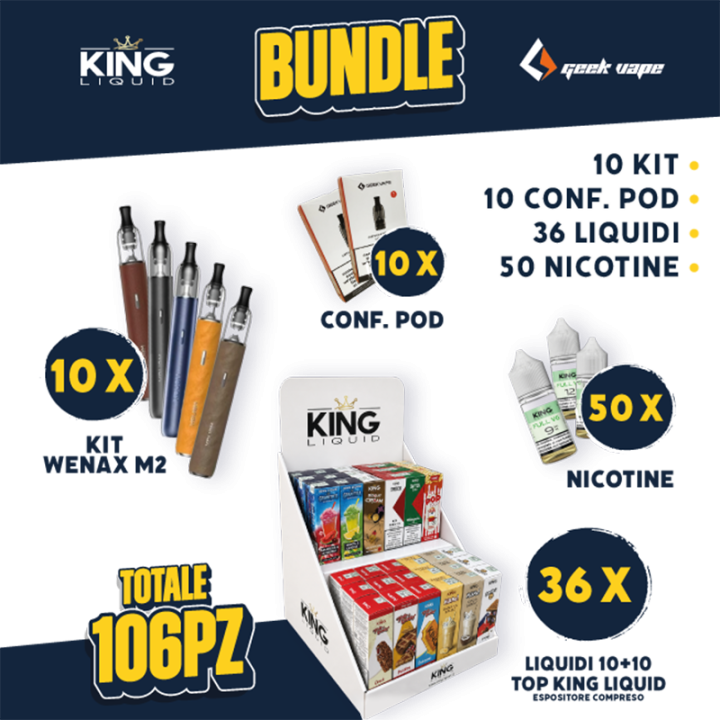 BUNDLE - Wenax M2 + Pod + Liquidi 10+10 Top King Liquid + Nicotine