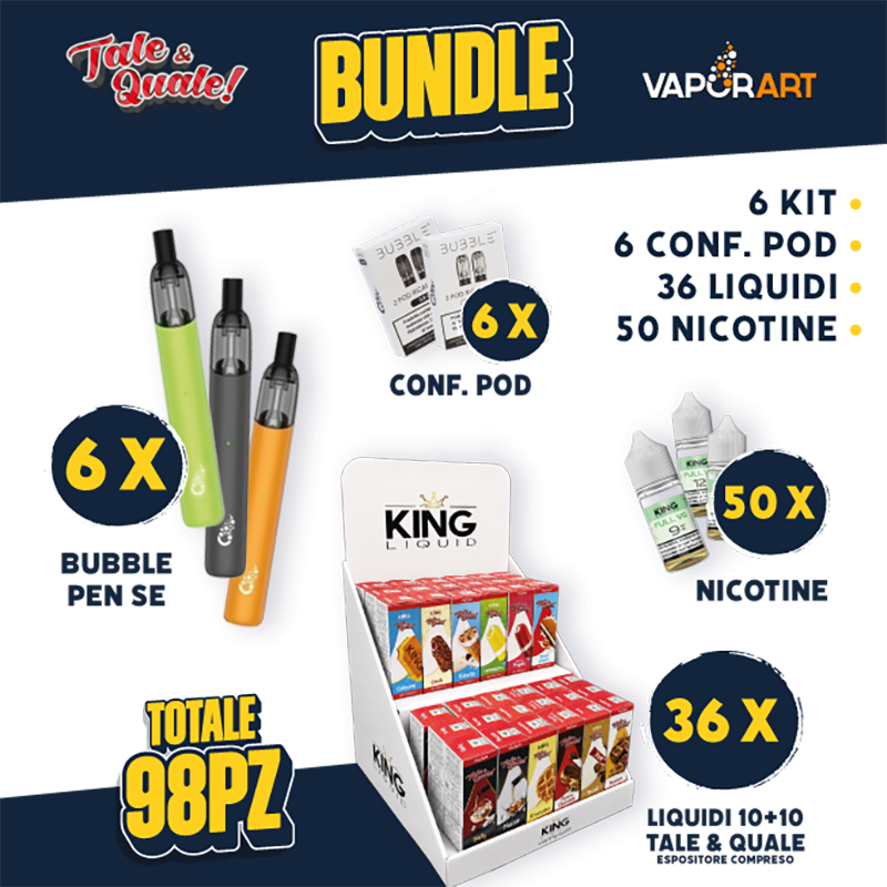 BUNDLE - Vaporart Bubble Pen SE + Pod + Liquidi 10+10 Tale & Quale + Nicotine