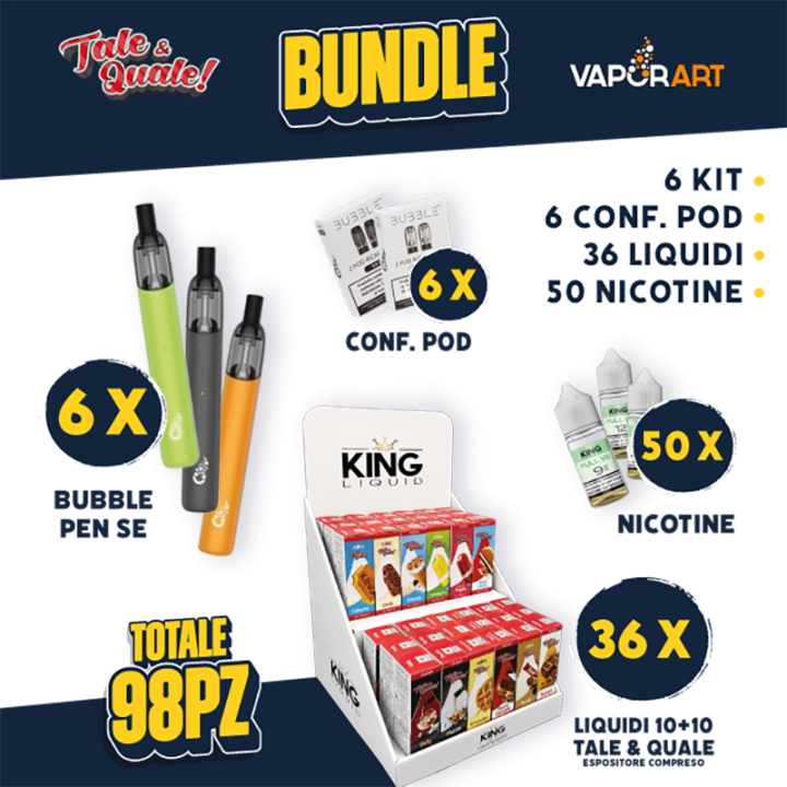 BUNDLE - Vaporart Bubble Pen SE + Pod + Liquidi 10+10 Tale & Quale + Nicotine