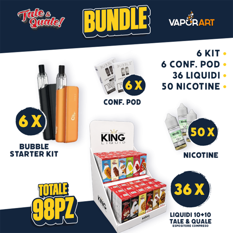 BUNDLE - Vaporart Bubble Starter Kit + Pod + Liquidi 10+10 Tale & Quale + Nicotine