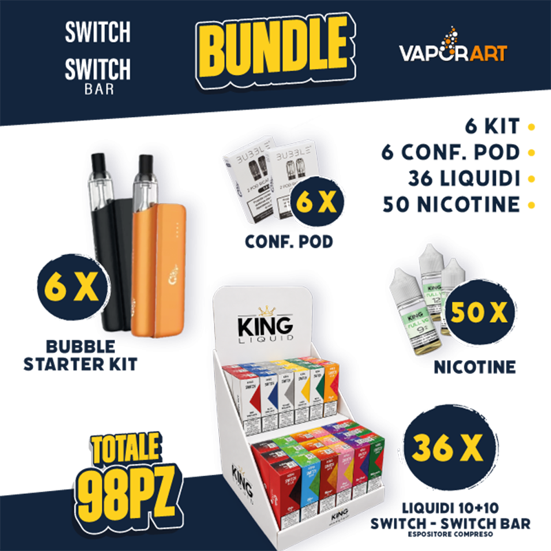 BUNDLE - Vaporart Bubble Starter Kit + Pod + Liquidi 10+10 Switch/Switch Bar + Nicotine