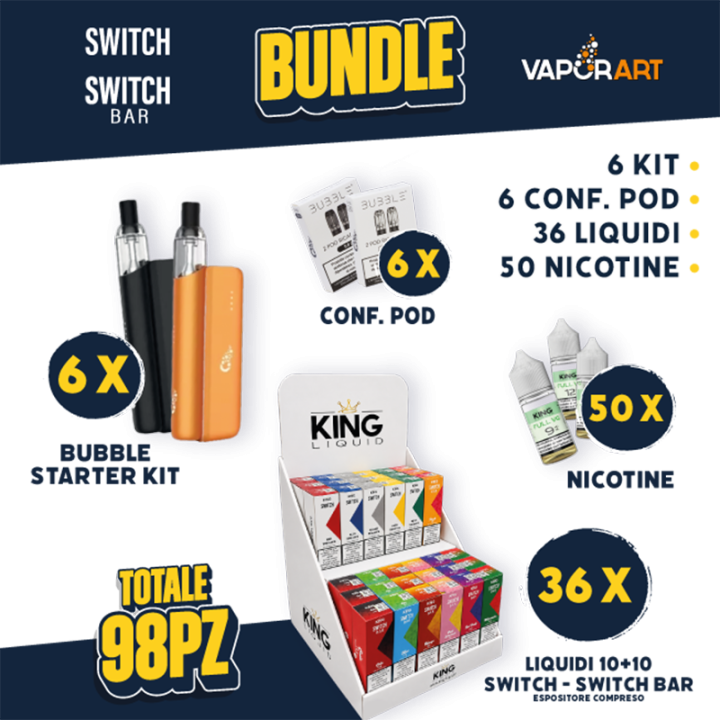 BUNDLE - Vaporart Bubble Starter Kit + Pod + Liquidi 10+10 Switch/Switch Bar + Nicotine